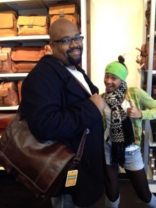 He refused to carry my diaper bag so we got him his own.  He thought it would be funny to mock me with his pose as well.