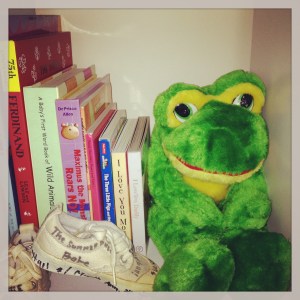 Sneak peek of the nursery.  Byron actually has a baby picture of him with this exact frog!  I can't wait for Genesis to have a matching picture like Daddy.